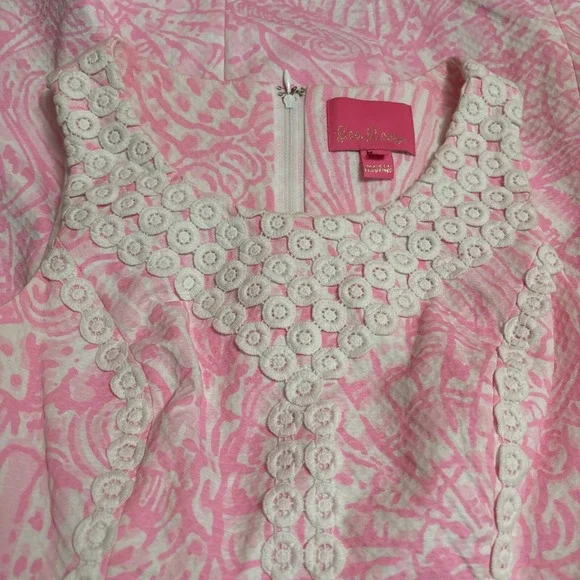 Lilly Pulitzer MacFarlane Flamingo Pink Shift Dress Seashell Sz 00 EUC - Picture 5 of 11